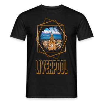 Liverpool Angleterre UK City Skyline Love Gold - T-shirt homme - noir - Devant - AI Model Male 178 light (178cm)