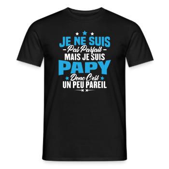 Pas parfait mais je suis papy c'est un peu pareil - T-shirt homme - noir - Devant - AI Model Male 178 light (178cm)