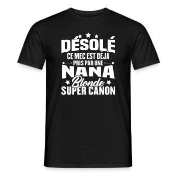 Mec Déjà Pris par une Blonde Super Canon - T-shirt homme - noir - Devant - AI Model Male 178 light (178cm)