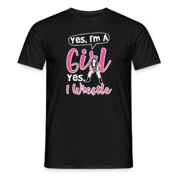 Yes I'm A Girl Yes I Wrestle - Männer T-Shirt - Schwarz - Vorne - AI Model Male 178 light (178cm)