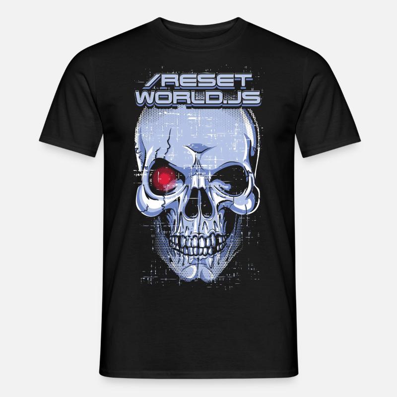 reset world JS - Männer T-Shirt - Schwarz