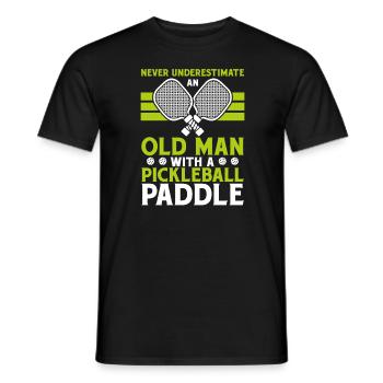Old Man Pickleball Paddle Gift - Men's T-Shirt - black - Front - AI Model Male 178 light (178cm)