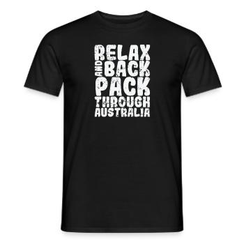 Relax and Backpack through Sydney Australia - Men's T-Shirt - black - Front - AI Model Male 178 light (178cm)