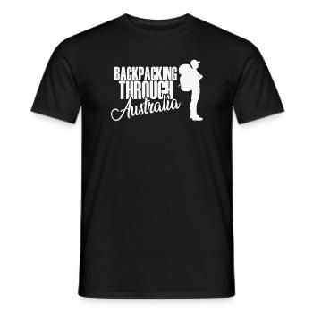 Backpacking through Australia Adventure - Men's T-Shirt - black - Front - AI Model Male 178 light (178cm)