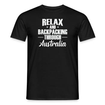 Relax and Backpacking through Australia Freedom - Men's T-Shirt - black - Front - AI Model Male 178 light (178cm)