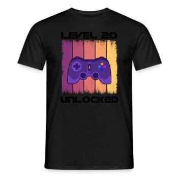 Level 20 Unlocked Zocker Gamer Geburtstag Gaming - Männer T-Shirt - Schwarz - Vorne - AI Model Male 178 light (178cm)
