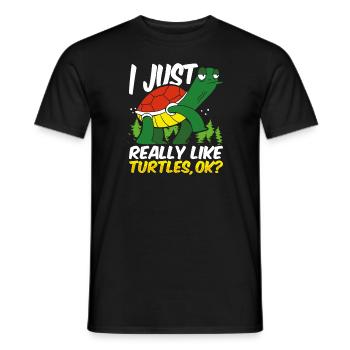 Just Really Love Turtles Turtle Lover - Men's T-Shirt - black - Front - AI Model Male 178 light (178cm)