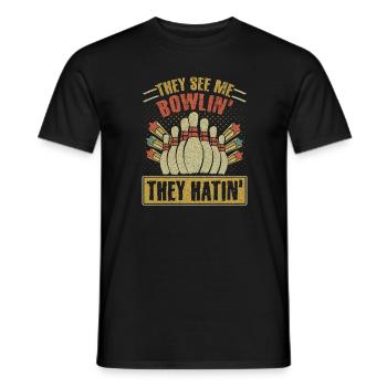 Bowling Bowler Gift - Men's T-Shirt - black - Front - AI Model Male 178 light (178cm)