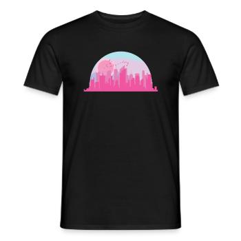 Skyline Rosa Pink bunt Gebäude Stadt - Männer T-Shirt - Schwarz - Vorne - AI Model Male 178 light (178cm)