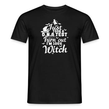 Je viens de passer un test D.N.A. il s’avère que je suis une sorcière - T-shirt homme - noir - Devant - AI Model Male 178 light (178cm)