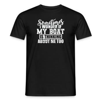 Parfois, je me demande si mon bateau pense à moi - T-shirt homme - noir - Devant - AI Model Male 178 light (178cm)
