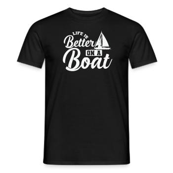 Life is better on a Boat Sailing Boat Sport - Men's T-Shirt - black - Front - AI Model Male 178 light (178cm)