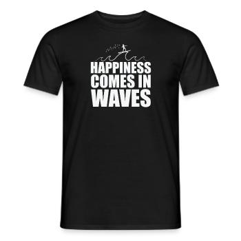 Happiness comes in Waves surfing surfing - Men's T-Shirt - black - Front - AI Model Male 178 light (178cm)