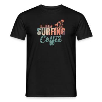 Fueled by Surfing and Coffee Surfboard - Men's T-Shirt - black - Front - AI Model Male 178 light (178cm)
