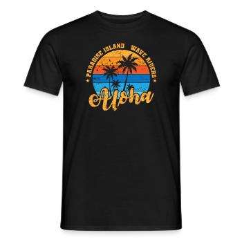 Aloha Paradise Island Wave Rides Surfing - Men's T-Shirt - black - Front - AI Model Male 178 light (178cm)