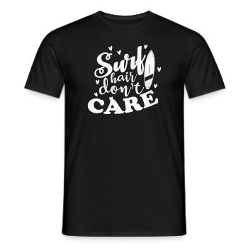 Surf Hair don't Care Surfing Surfboard - Men's T-Shirt - black - Front - AI Model Male 178 light (178cm)