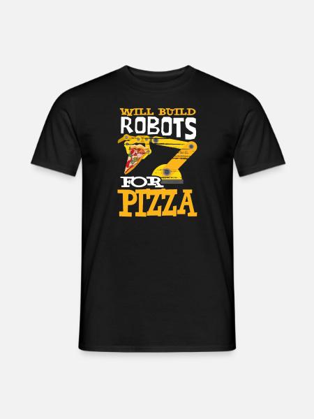 Roboter Pizza Robotertechniker Robotik - Männer T-Shirt - Schwarz