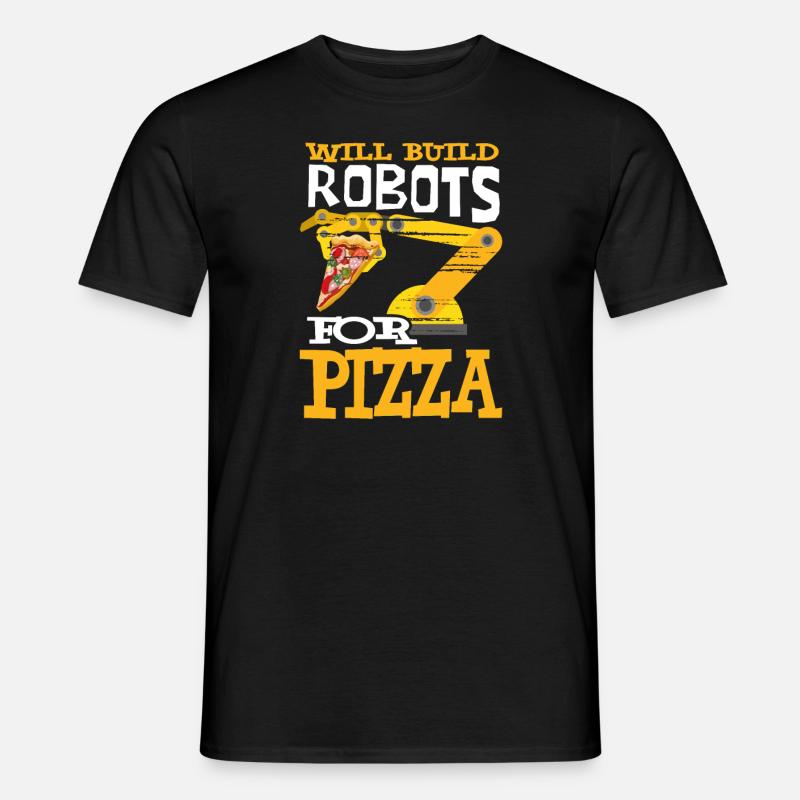 Roboter Pizza Robotertechniker Robotik - Männer T-Shirt - Schwarz
