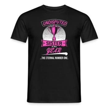 Sister of the Year Award Trophy for - Men's T-Shirt - black - Front - AI Model Male 178 light (178cm)