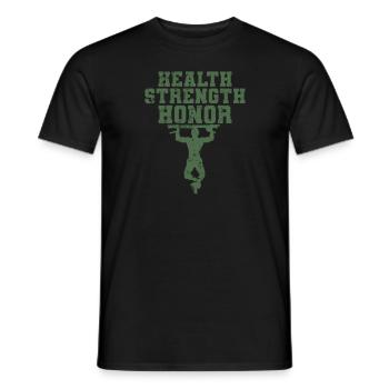 Health Strength Honor Fitness Workout - Männer T-Shirt - Schwarz - Vorne - AI Model Male 178 light (178cm)