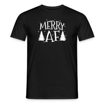 Merry Af Christmas Family Time X-Mas - Men's T-Shirt - black - Front - AI Model Male 178 light (178cm)