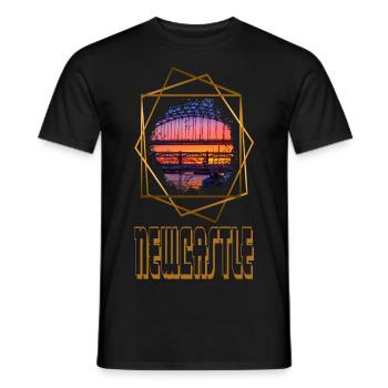 Newcastle England UK City Skyline Love Gold - Men's T-Shirt - black - Front - AI Model Male 178 light (178cm)