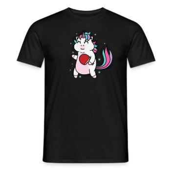 Einhorn spielt Tischtennis Fabelwesen Sport - Männer T-Shirt - Schwarz - Vorne - AI Model Male 178 light (178cm)