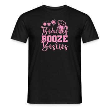Beaches Booze Besties Celebrate Dancing Music - Men's T-Shirt - black - Front - AI Model Male 178 light (178cm)