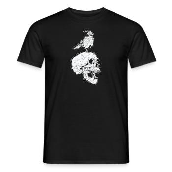 Crow on a bone skull raven bird - Men's T-Shirt - black - Front - AI Model Male 178 light (178cm)