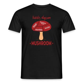 MUSHROOM BUTCHER DIAGRAM - Männer T-Shirt - Schwarz - Vorne - AI Model Male 178 light (178cm)