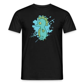 Seahorse in Japanese kawaii style animal - Men's T-Shirt - black - Front - AI Model Male 178 light (178cm)