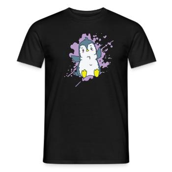 Penguin rejoices in kawaii style animal - Men's T-Shirt - black - Front - AI Model Male 178 light (178cm)