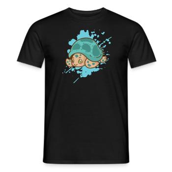Turtle in Japanese kawaii style animal - Men's T-Shirt - black - Front - AI Model Male 178 light (178cm)