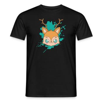 Cerf cerf dans un animal japonais de style kawaii - T-shirt homme - noir - Devant - AI Model Male 178 light (178cm)