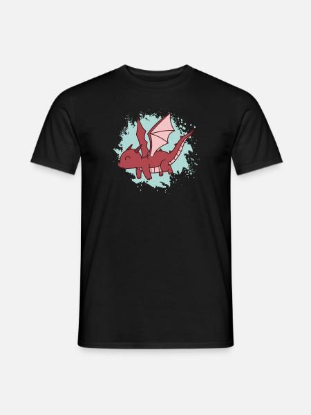 Il drago vola un simpatico animale di fantasia - T-shirt uomo - nero
