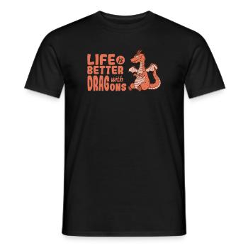 La vie est meilleure avec Dragons Tier Drache - T-shirt homme - noir - Devant - AI Model Male 178 light (178cm)