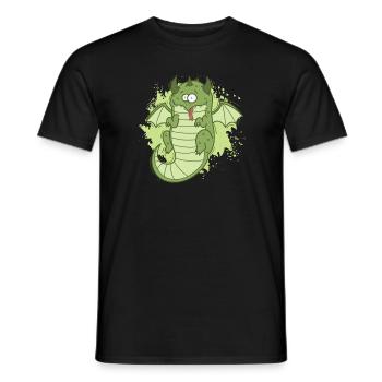 Fat Dragon Looks Funny Animal - Men's T-Shirt - black - Front - AI Model Male 178 light (178cm)