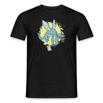 Drôle de dragon avec hache animal mignon - T-shirt homme - noir - Devant - AI Model Male 178 light (178cm)