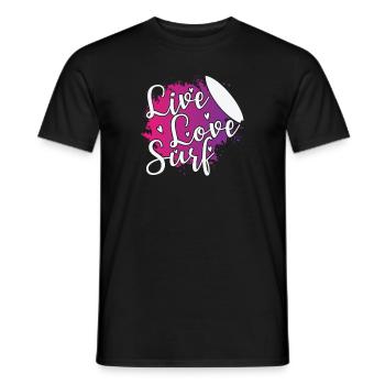 Live Love Surf Surfing Water Sports Wind - Men's T-Shirt - black - Front - AI Model Male 178 light (178cm)
