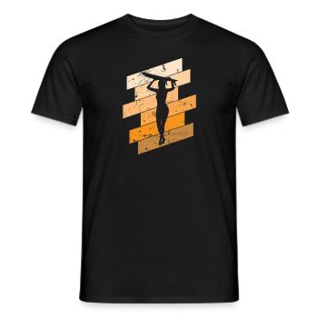 Surfing Woman with Surfboard Surfing Wind - Men's T-Shirt - black - Front - AI Model Male 178 light (178cm)