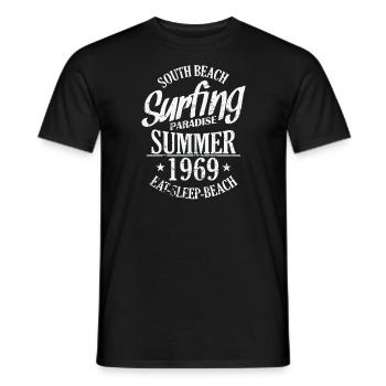 South Beach Surfing Paradise Été 1969 Surf - T-shirt homme - noir - Devant - AI Model Male 178 light (178cm)