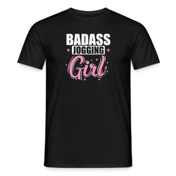 Badass Jogging Girl Fitness Sport Running - Men's T-Shirt - black - Front - AI Model Male 178 light (178cm)