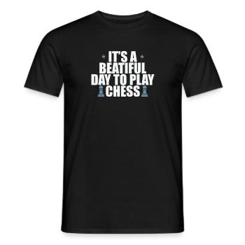 It's a beautiful Day to play Chess Schach - Men's T-Shirt - black - Front - AI Model Male 178 light (178cm)