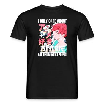 Anime Boy Ich kümmere mich nur um Anime und mag vielleicht 3 - Männer T-Shirt - Schwarz - Vorne - AI Model Male 178 light (178cm)