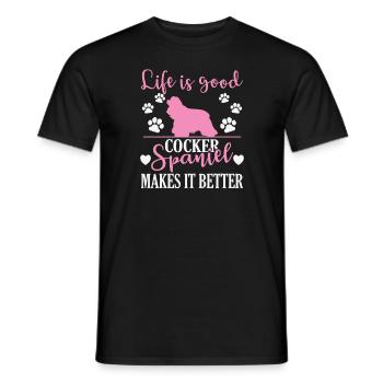 Life is good cocker spaniel makes it better - Men's T-Shirt - black - Front - AI Model Male 178 light (178cm)
