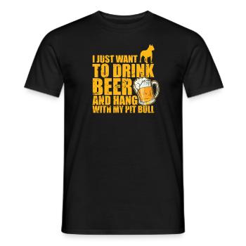 Il suffit de boire de la bière et de traîner avec mon pitbull - T-shirt homme - noir - Devant - AI Model Male 178 light (178cm)