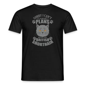 Je ne peux pas avoir de plans avec mon British Shorthair - T-shirt homme - noir - Devant - AI Model Male 178 light (178cm)