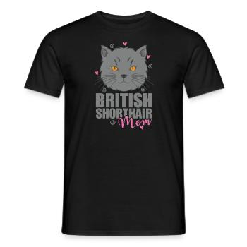 British Shorthair Mom Cat Pet - Men's T-Shirt - black - Front - AI Model Male 178 light (178cm)