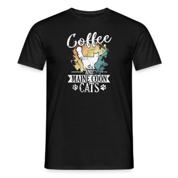 Coffee and Maine Coon Cats Pet Cat - Men's T-Shirt - black - Front - AI Model Male 178 light (178cm)