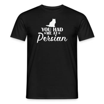 Tu m’as eu chez Persian Cat Breed Domestic Cat - T-shirt homme - noir - Devant - AI Model Male 178 light (178cm)